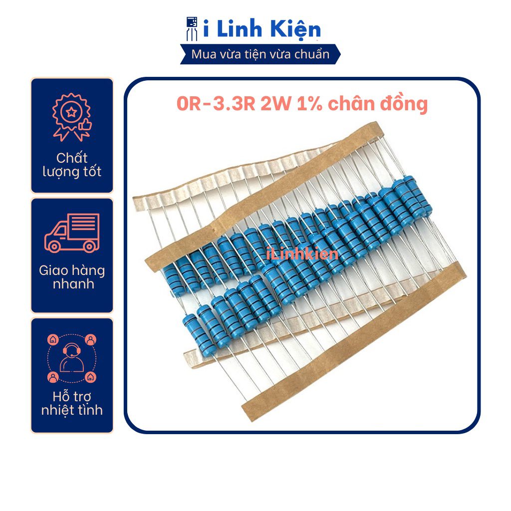 Điện trở vạch 2W 0R – 3.3R 1% chân đồng (túi 10 con) 4 Điện trở vạch 2W 0R – 3.3R 1% chân đồng (túi 10 con) - Ảnh 4