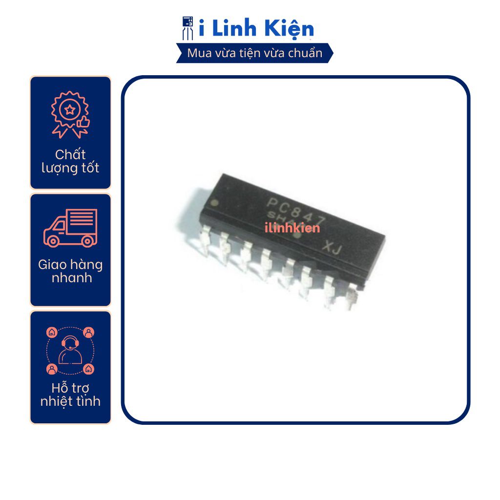 Ic quang PC847 PC817-4 DIP-16 chính hãng Sharp 1 Ic quang PC847 PC817-4 DIP-16 chính hãng Sharp