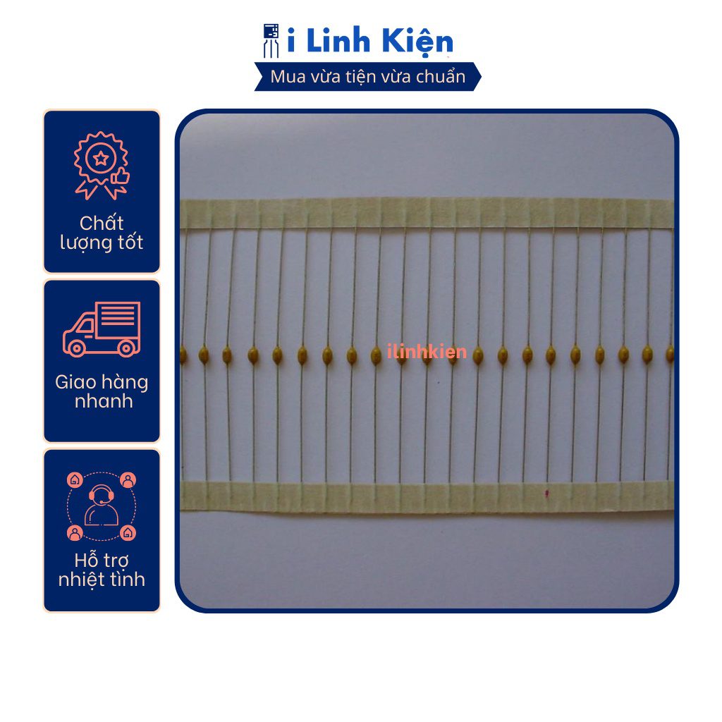 Tụ sứ vàng 104 100nF 0.1uF 50V đóng dây (10c) 4 Tụ sứ vàng 104 100nF 0.1uF 50V đóng dây (10c) - Ảnh 4