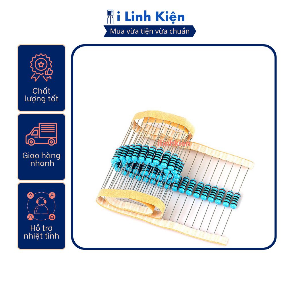 Điện trở 1W 330R-3.3K 1% chân đồng túi 10 con. 2 Điện trở 1W 330R-3.3K 1% chân đồng túi 10 con. - Ảnh 2