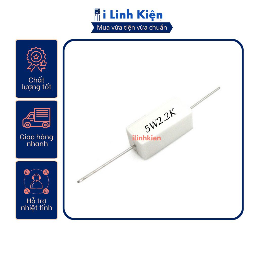 Điện trở sứ 5W 2.2K 5% chất lượng tốt 2 Điện trở sứ 5W 2.2K 5% chất lượng tốt - Ảnh 2