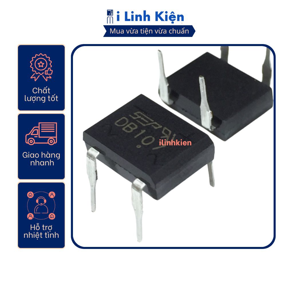 DB107 Diode cầu 1A 1000V DIP-4 2 DB107 Diode cầu 1A 1000V DIP-4 - Ảnh 2