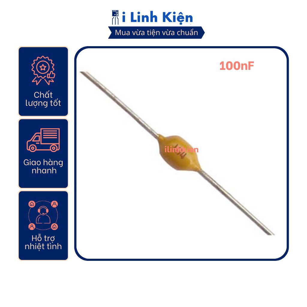 Tụ sứ vàng 104 100nF 0.1uF 50V đóng dây (10c) 2 Tụ sứ vàng 104 100nF 0.1uF 50V đóng dây (10c) - Ảnh 2