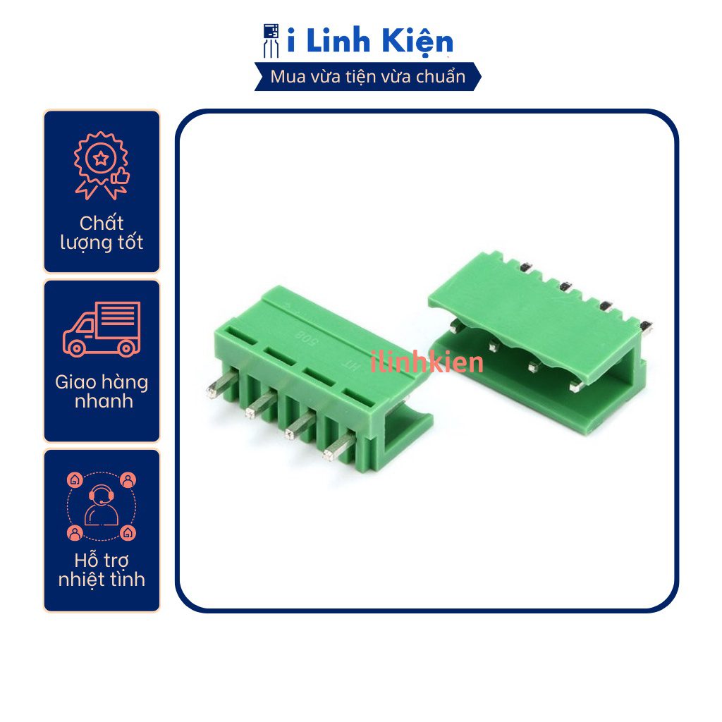 Cầu đấu 4P HT5.08-4P 5.08mm xanh cong xanh thẳng 1 Cầu đấu 4P HT5.08-4P 5.08mm xanh cong xanh thẳng