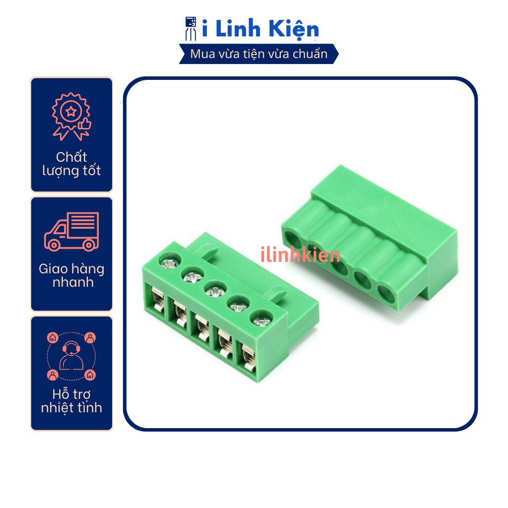 Cầu đấu 5P HT5.08-5P 5.08mm xanh cong xanh thẳng 3 Cầu đấu 5P HT5.08-5P 5.08mm xanh cong xanh thẳng - Ảnh 3