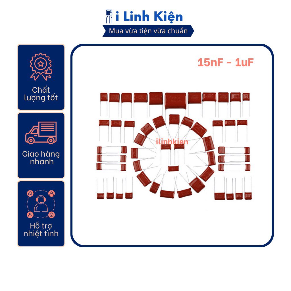 Tụ CBB, tụ kẹo 100V 15nF - 1uF chất lượng tốt (túi 10c) 2 Tụ CBB, tụ kẹo 100V 15nF - 1uF chất lượng tốt (túi 10c) - Ảnh 2