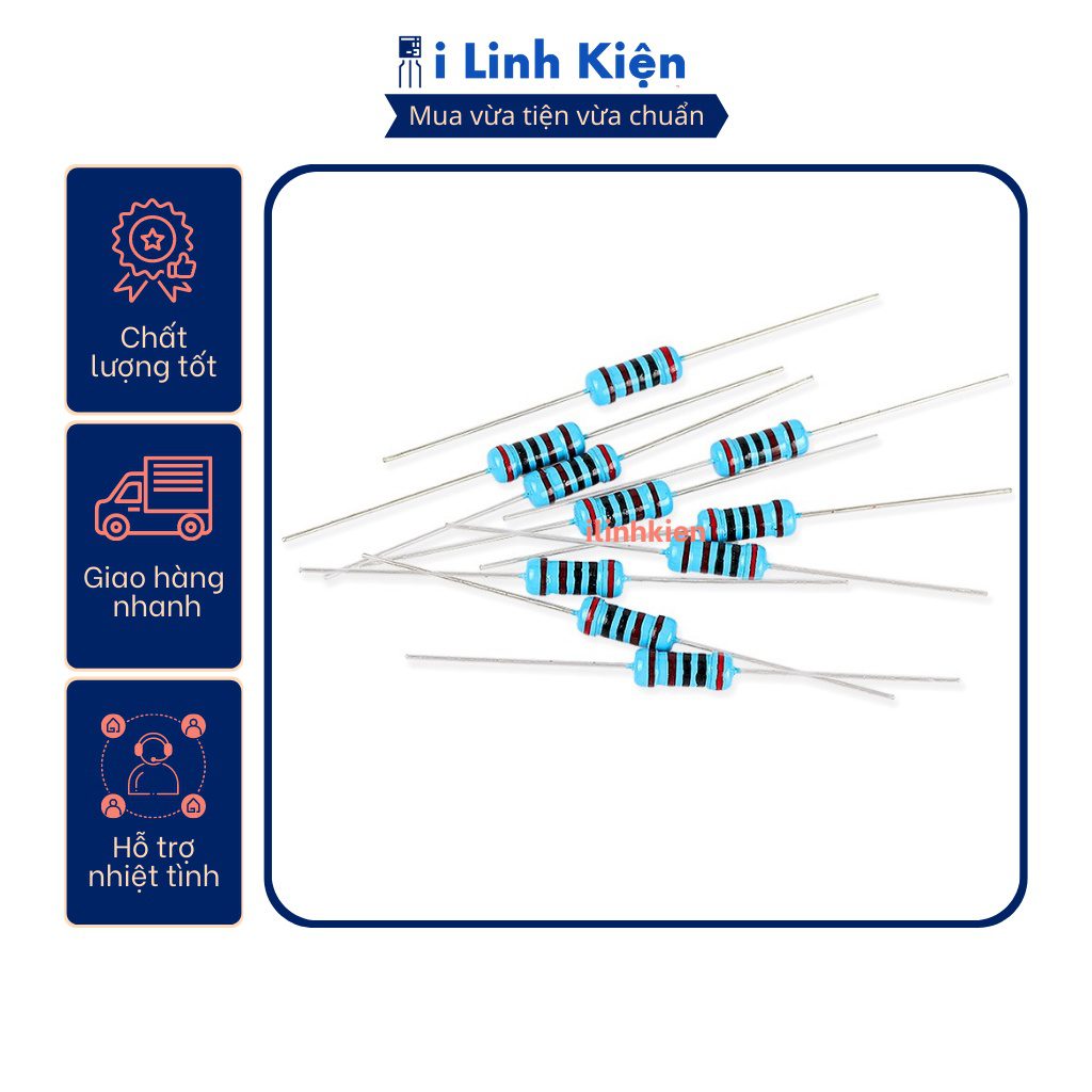 Điện trở 1W 330R-3.3K 1% chân đồng túi 10 con. 3 Điện trở 1W 330R-3.3K 1% chân đồng túi 10 con. - Ảnh 3