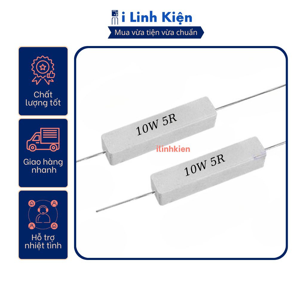 Điện trở sứ 10W 5R 5% chất lượng tốt 2 Điện trở sứ 10W 5R 5% chất lượng tốt - Ảnh 2