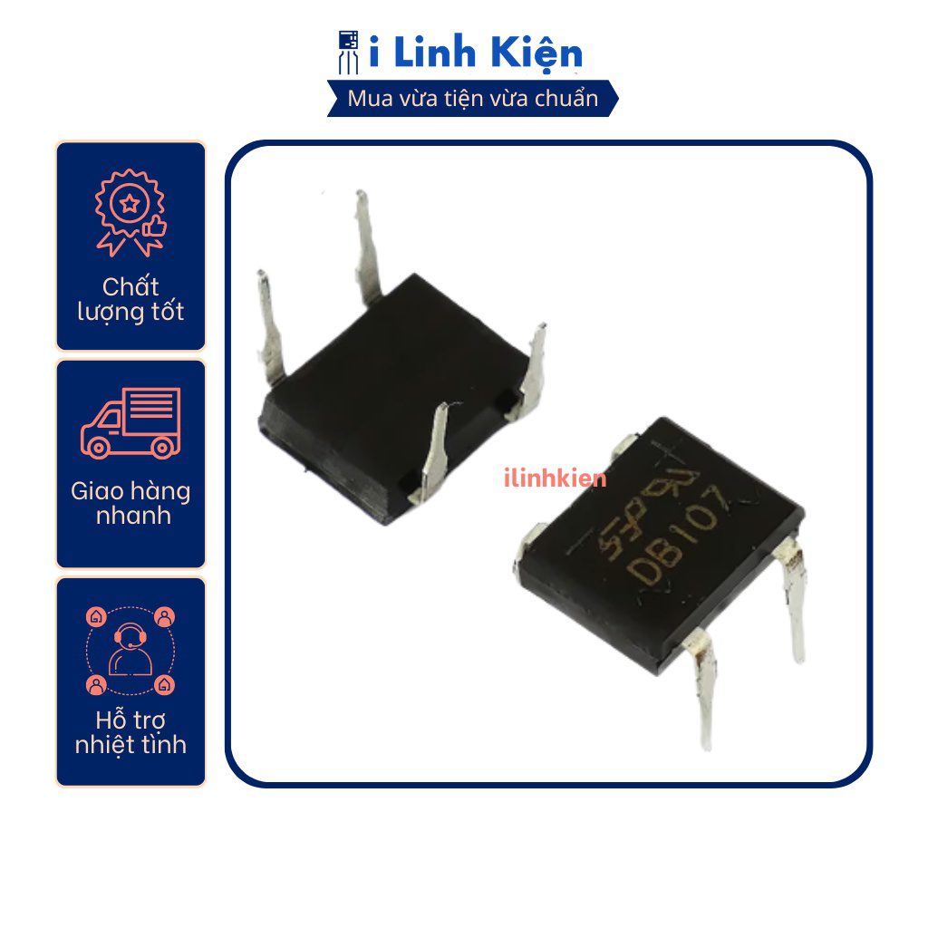 DB107 Diode cầu 1A 1000V DIP-4 4 DB107 Diode cầu 1A 1000V DIP-4 - Ảnh 4