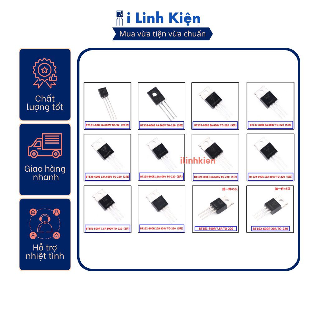 Triac BT131 BT134 BT136 BT137 BT138 BT151 BT152 chất lượng tốt. 9 Triac BT131 BT134 BT136 BT137 BT138 BT151 BT152 chất lượng tốt. - Ảnh 9