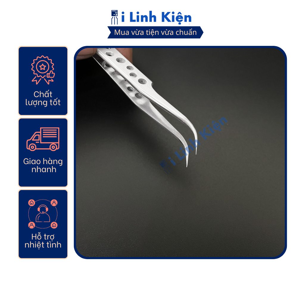 Nhíp gắp linh kiện điện tử màu trắng thép không gỉ dạng lỗ cao cấp. 6 Nhíp gắp linh kiện điện tử màu trắng thép không gỉ dạng lỗ cao cấp. - Ảnh 6