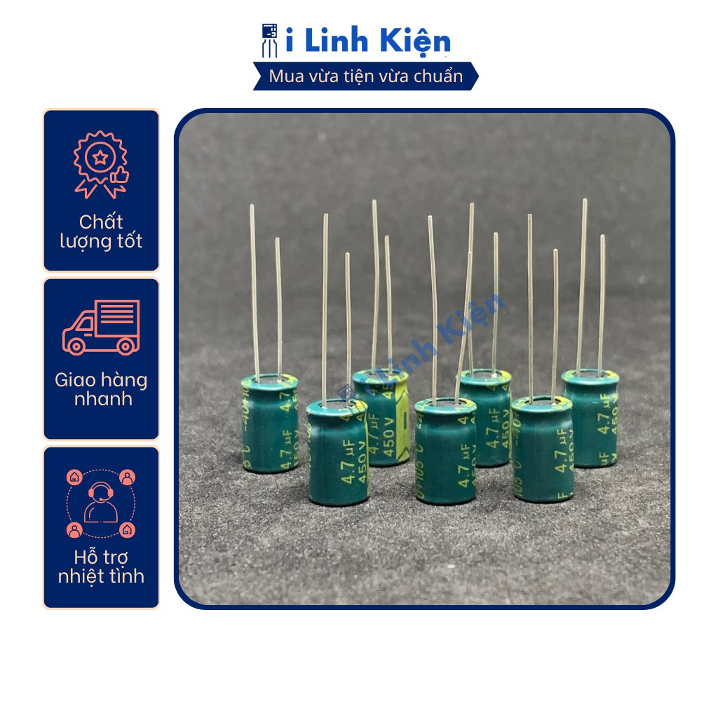 Tụ hóa 450V 4.7uF - 68uF Combo 10 con chất lượng cao. 8 Tụ hóa 450V 4.7uF - 68uF Combo 10 con chất lượng cao. - Ảnh 8