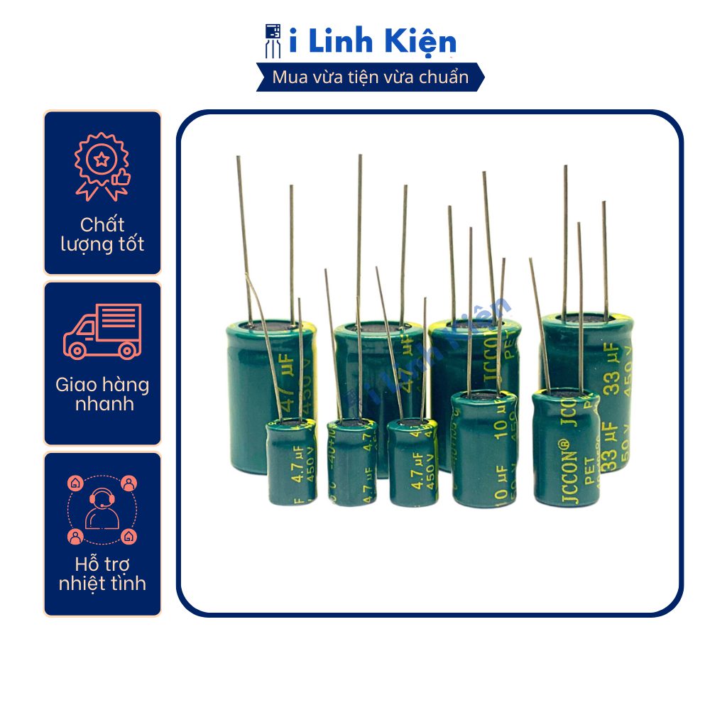 Tụ hóa 450V 4.7uF - 68uF Combo 10 con chất lượng cao. 2 Tụ hóa 450V 4.7uF - 68uF Combo 10 con chất lượng cao. - Ảnh 2