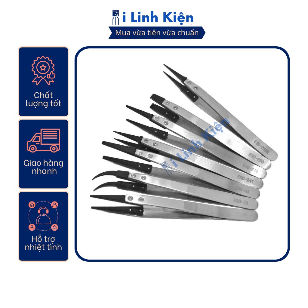 Nhíp gắp linh kiện điện tử cao cấp đầu nhựa chống tính điện chất lượng tốt. 3 Nhíp gắp linh kiện điện tử cao cấp đầu nhựa chống tính điện chất lượng tốt. - Ảnh 3