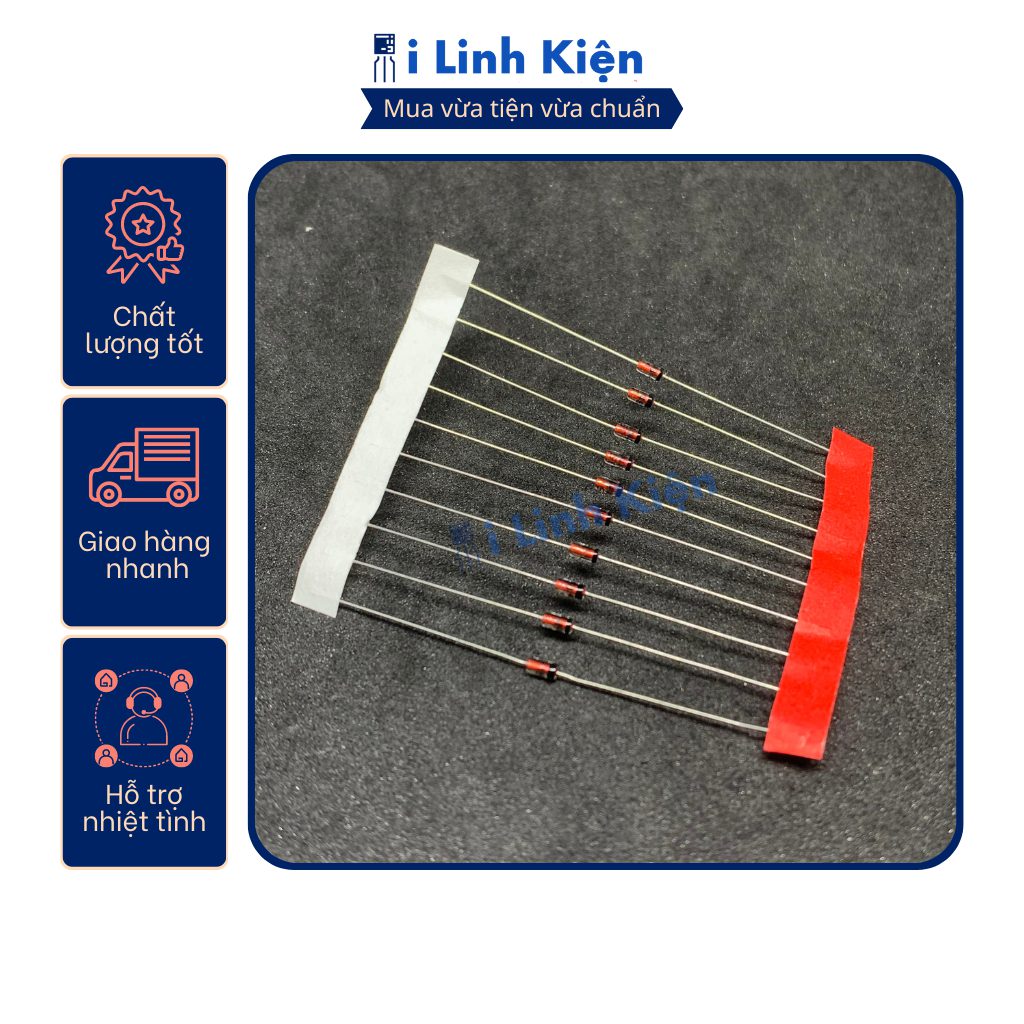 Diode 1N4148 màu đỏ túi 10 con. 2 Diode 1N4148 màu đỏ túi 10 con. - Ảnh 2
