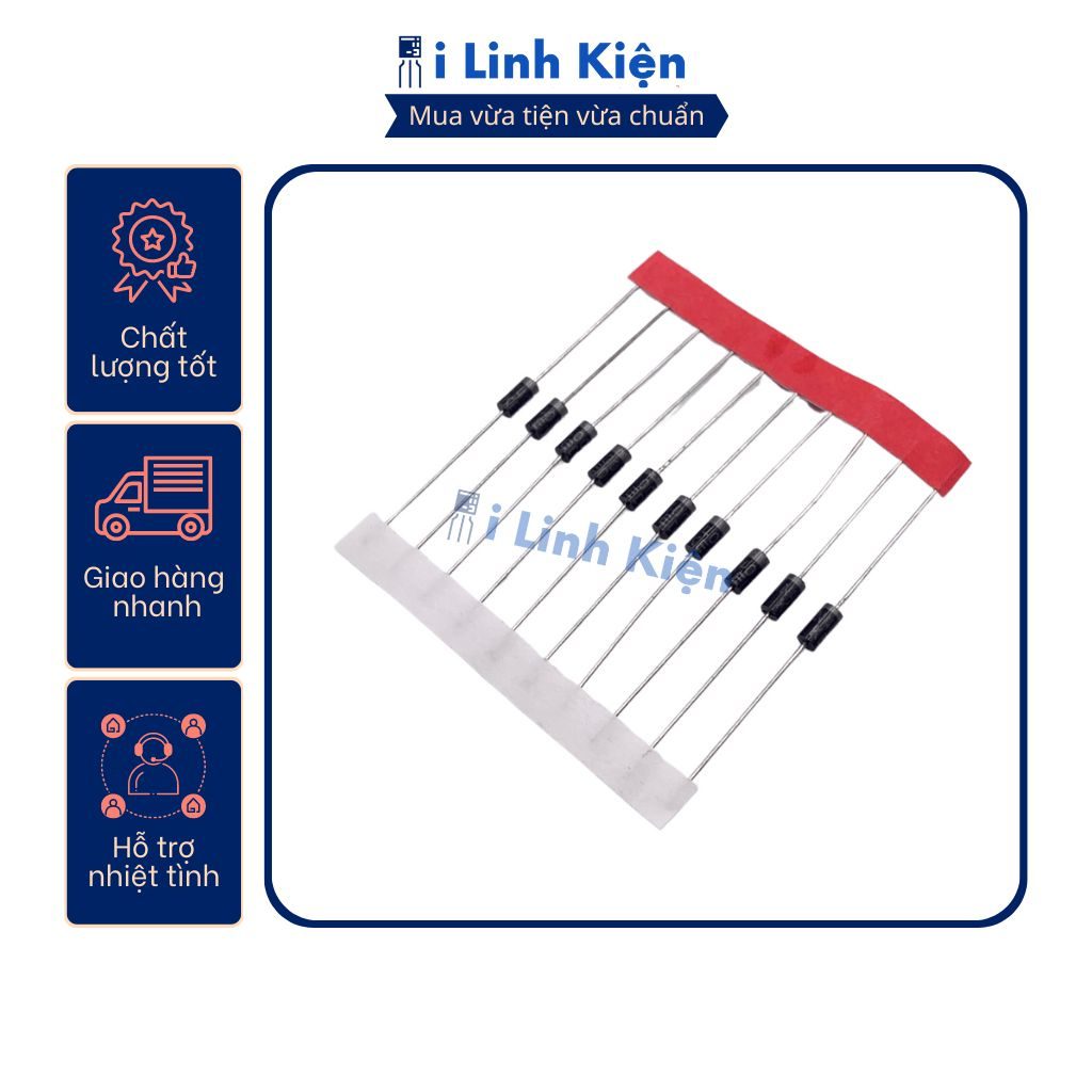 Diode 1N4007 1A 1000V thân to túi 10 con. 5 Diode 1N4007 1A 1000V thân to túi 10 con. - Ảnh 5