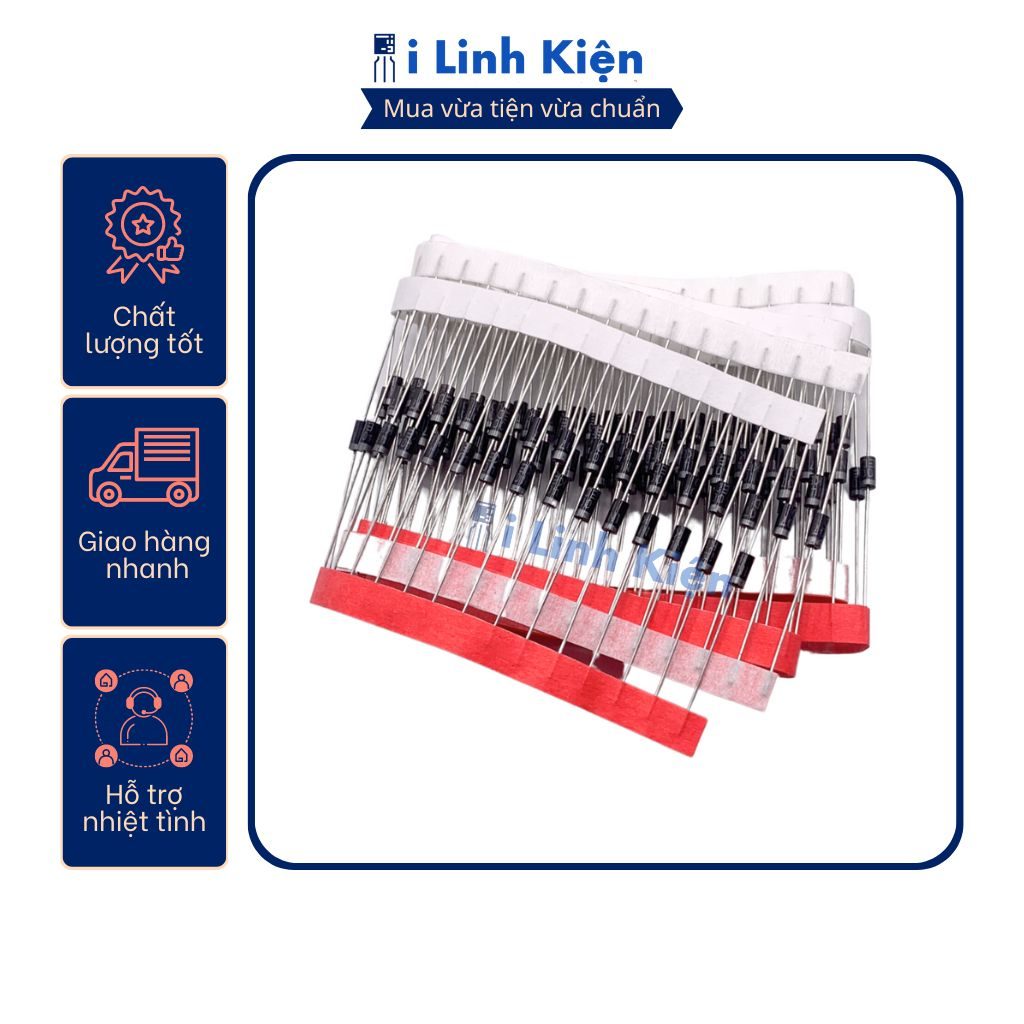 Diode 1N4007 1A 1000V thân to túi 10 con. 3 Diode 1N4007 1A 1000V thân to túi 10 con. - Ảnh 3
