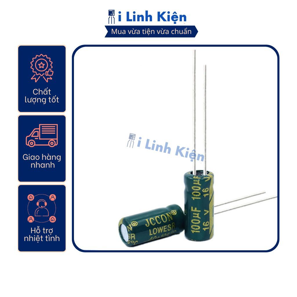 Tụ hóa 16V 100uF 5x11mm tần số cao chất lượng tốt. 2 Tụ hóa 16V 100uF 5x11mm tần số cao chất lượng tốt. - Ảnh 2
