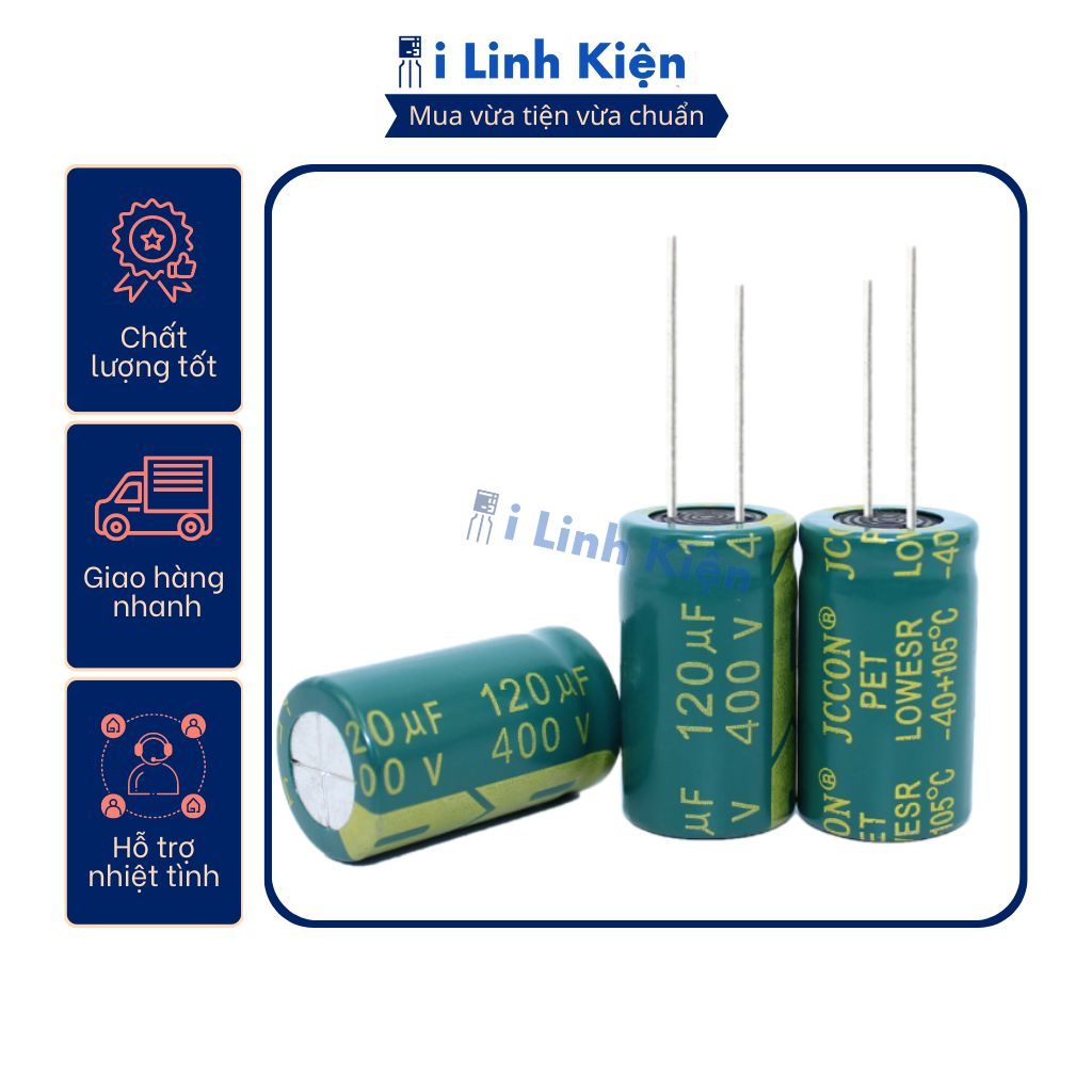 Tụ hóa 400V 120uF 18x30mm tần số cao chất lượng tốt. 1 Tụ hóa 400V 120uF 18x30mm tần số cao chất lượng tốt.