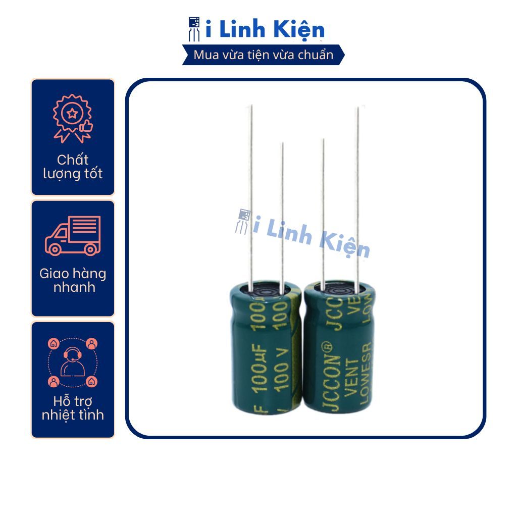 Tụ hóa 100V 100uF 10x17mm tần số cao chất lượng tốt. 1 Tụ hóa 100V 100uF 10x17mm tần số cao chất lượng tốt.