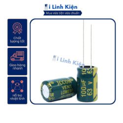 Tụ hóa 63V 100uF 8x12mm tần số cao chất lượng tốt.