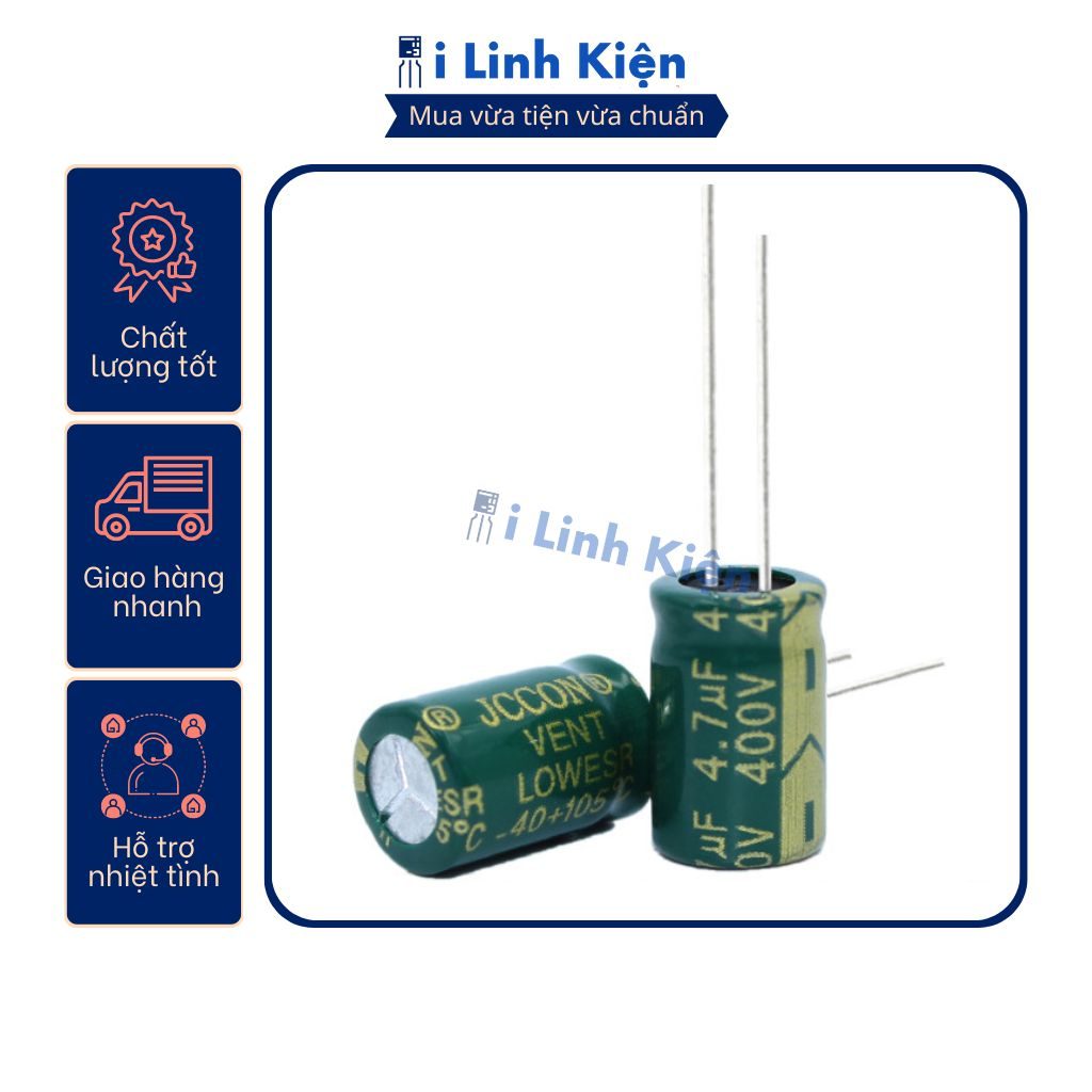 Tụ hóa 400V 4.7uF 8x12mm tần số cao chất lượng tốt. 2 Tụ hóa 400V 4.7uF 8x12mm tần số cao chất lượng tốt. - Ảnh 2