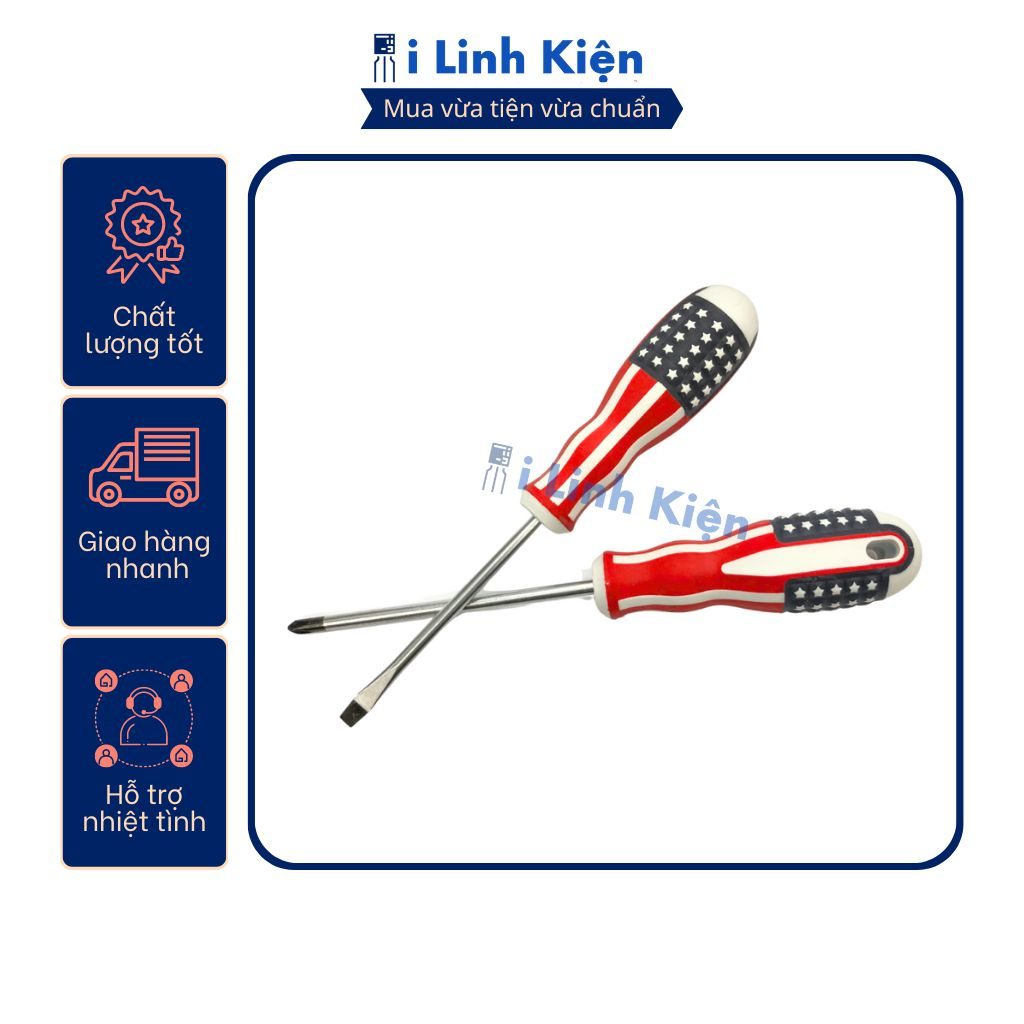 Tô vít, tuốc nơ vít đổi 2 đầu cờ Mỹ 200mm đa năng tiện dụng. 2 Tô vít, tuốc nơ vít đổi 2 đầu cờ Mỹ 200mm đa năng tiện dụng. - Ảnh 2