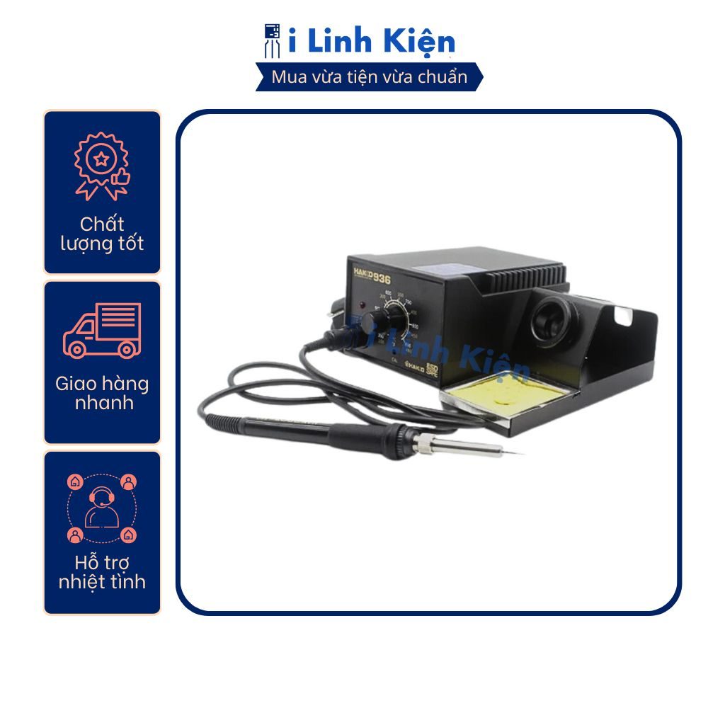 Trạm hàn HAKKO 936 60W máy hàn chuyên dụng điều chỉnh nhiệt độ siêu bền. 7 Trạm hàn HAKKO 936 60W máy hàn chuyên dụng điều chỉnh nhiệt độ siêu bền. - Ảnh 7