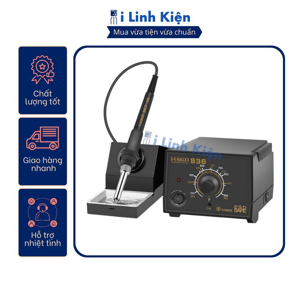 Trạm hàn HAKKO 936 60W máy hàn chuyên dụng điều chỉnh nhiệt độ siêu bền. 3 Trạm hàn HAKKO 936 60W máy hàn chuyên dụng điều chỉnh nhiệt độ siêu bền. - Ảnh 3