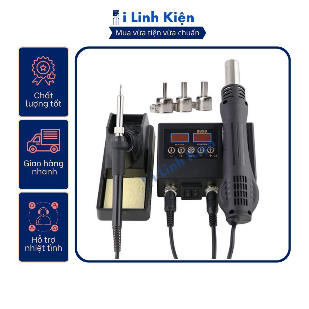 Trạm khò hàn nhiệt 2 trong 1 8898 màn hình LCD hiển thị nhiệt độ cao cấp. 3 Trạm khò hàn nhiệt 2 trong 1 8898 màn hình LCD hiển thị nhiệt độ cao cấp. - Ảnh 3
