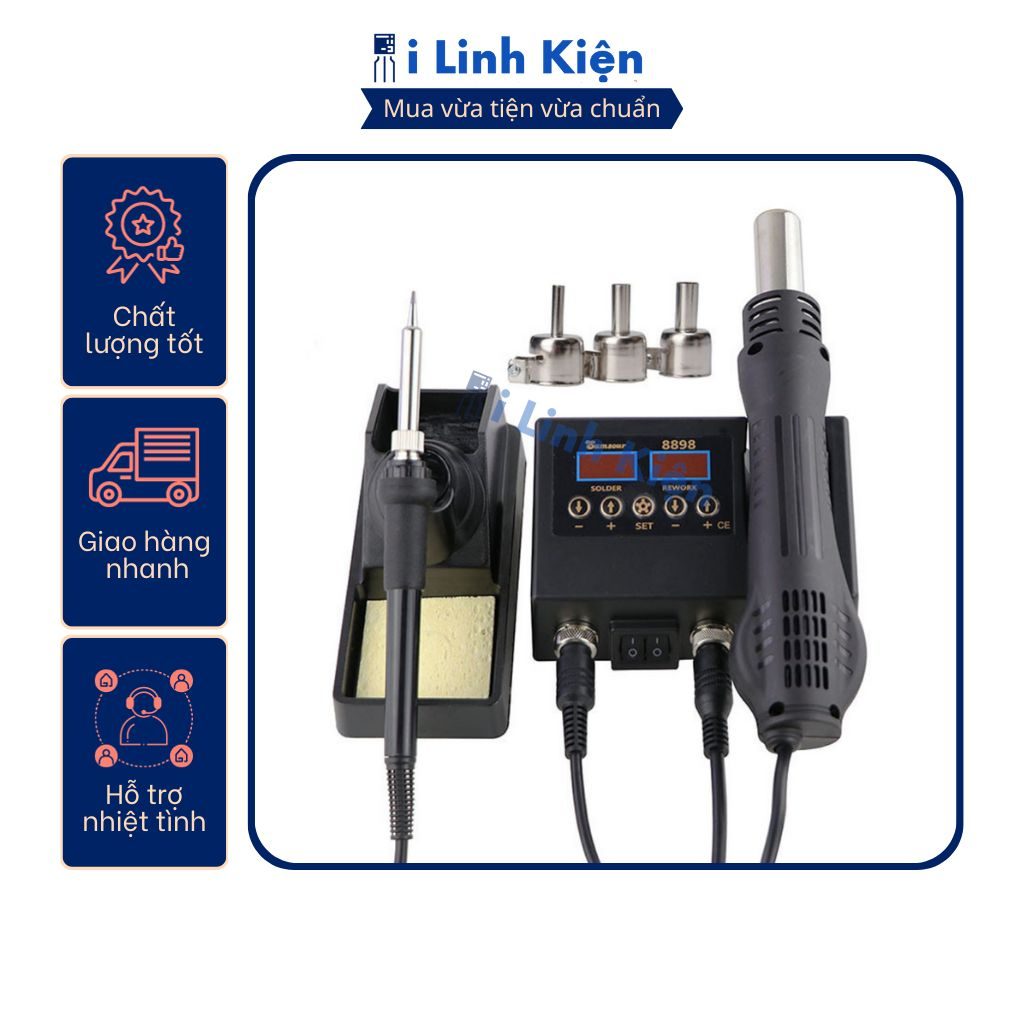 Trạm khò hàn nhiệt 2 trong 1 8898 màn hình LCD hiển thị nhiệt độ cao cấp. 8 Trạm khò hàn nhiệt 2 trong 1 8898 màn hình LCD hiển thị nhiệt độ cao cấp. - Ảnh 8
