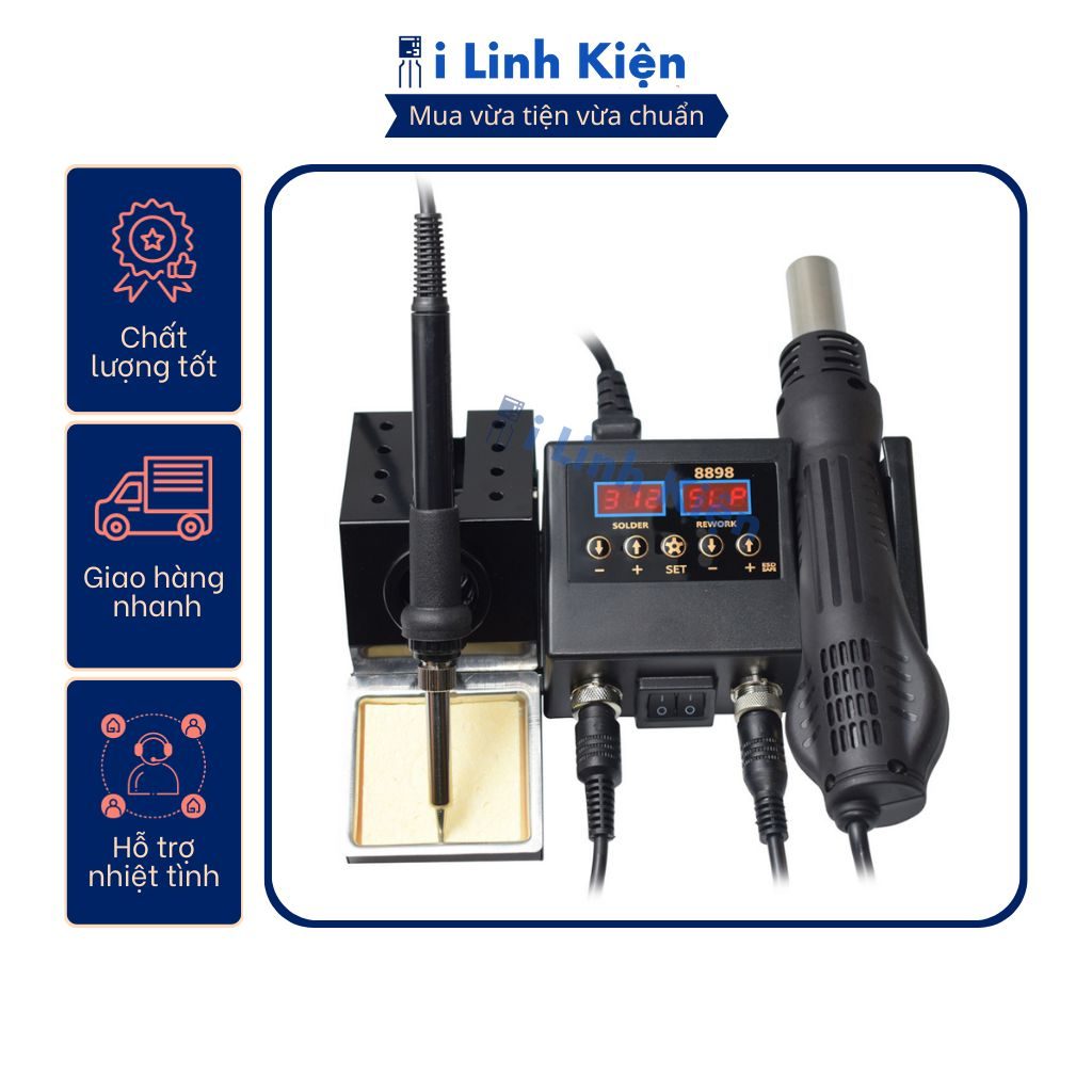 Trạm khò hàn nhiệt 2 trong 1 8898 màn hình LCD hiển thị nhiệt độ cao cấp. 9 Trạm khò hàn nhiệt 2 trong 1 8898 màn hình LCD hiển thị nhiệt độ cao cấp. - Ảnh 9