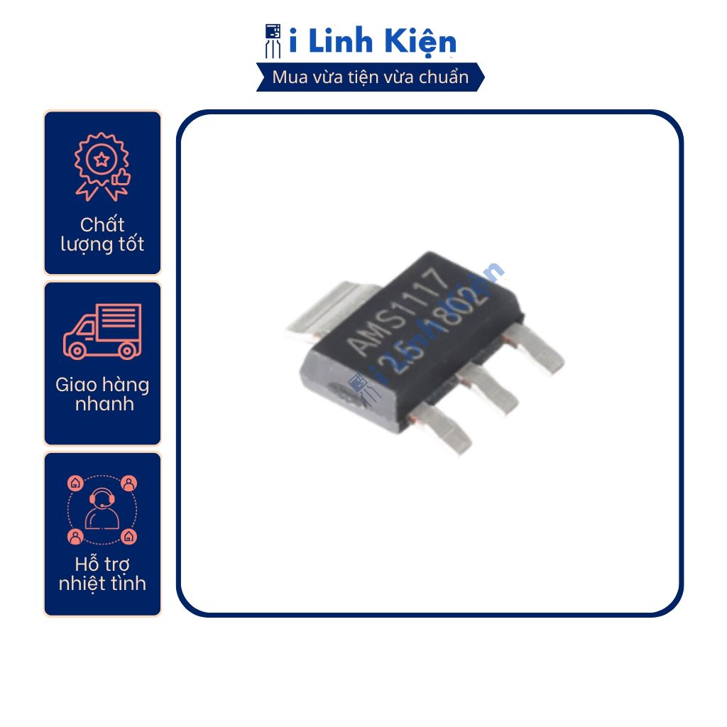 AMS1117 IC ổn áp AMS1117 2.5V 1A SOT-223 chất lượng cao. 2 AMS1117 IC ổn áp AMS1117 2.5V 1A SOT-223 chất lượng cao. - Ảnh 2