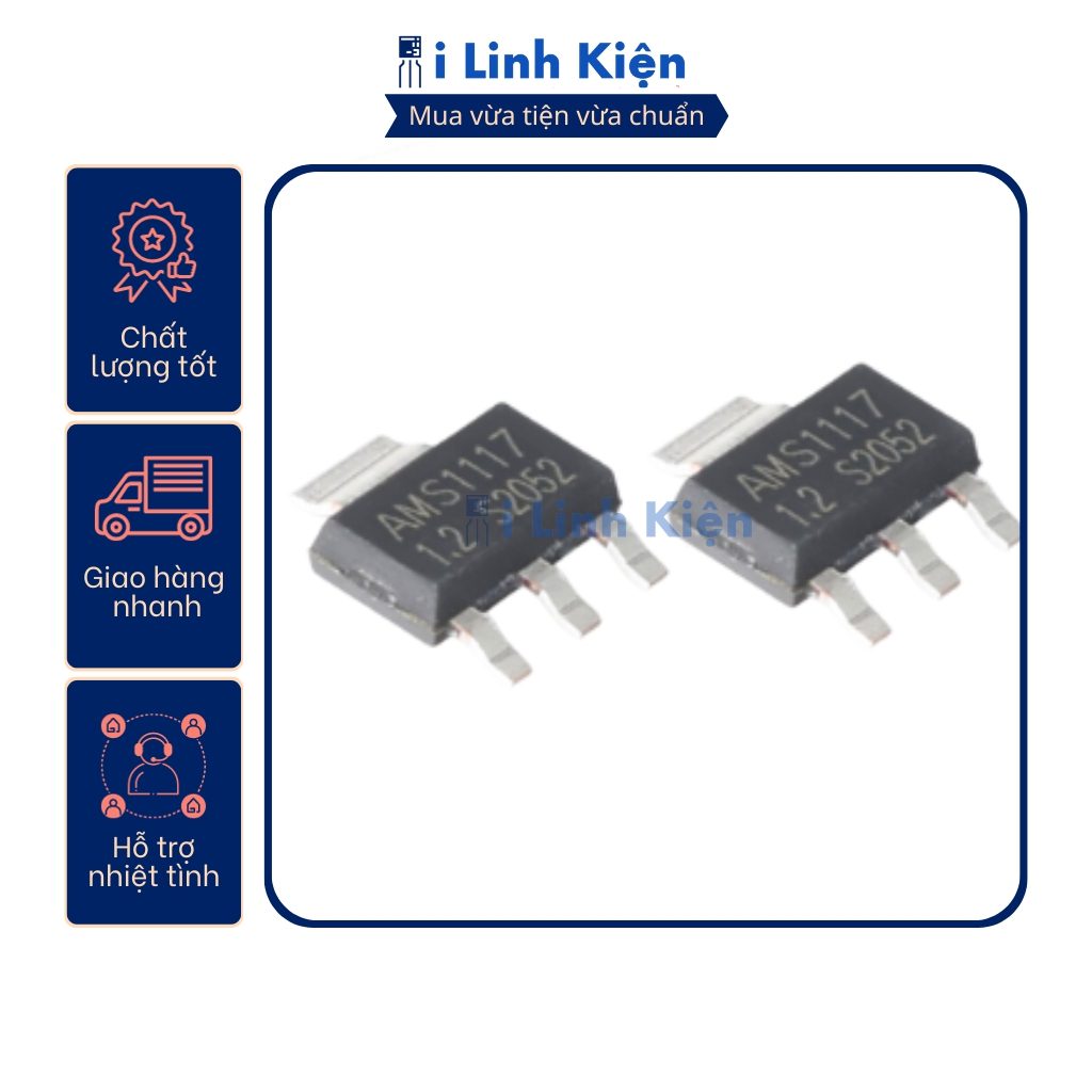 AMS1117 IC ổn áp AMS1117 1.2V 1A SOT-223 chất lượng cao. 1 AMS1117 IC ổn áp AMS1117 1.2V 1A SOT-223 chất lượng cao.