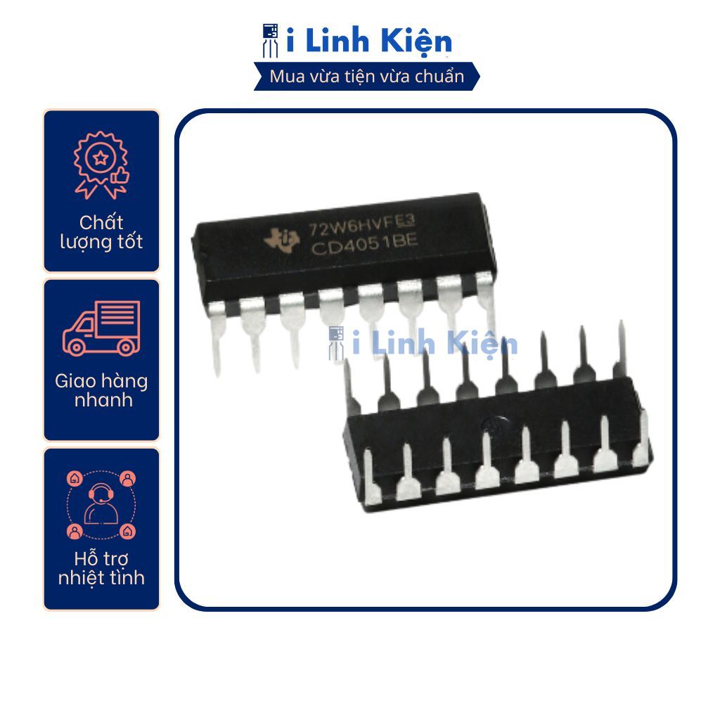 IC CD4051BE DIP-16 chính hãng TI chất lượng tốt 1 IC CD4051BE DIP-16 chính hãng TI chất lượng tốt