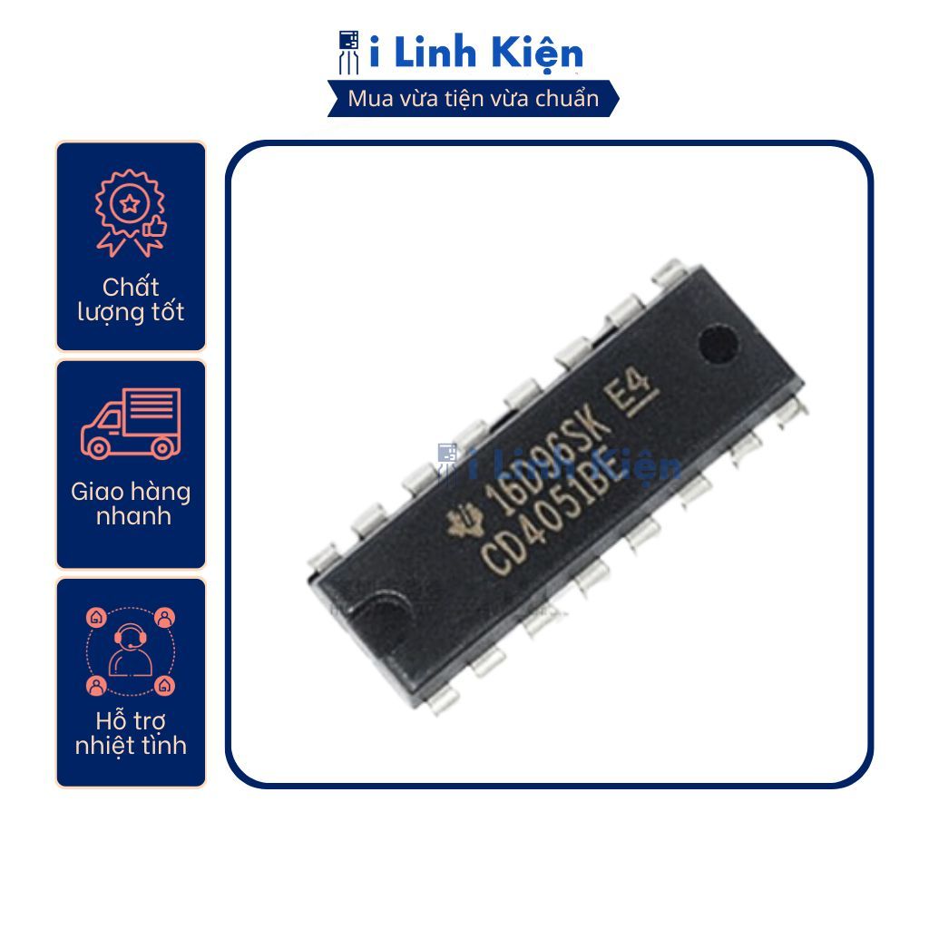 IC CD4051BE DIP-16 chính hãng TI chất lượng tốt 2 IC CD4051BE DIP-16 chính hãng TI chất lượng tốt - Ảnh 2