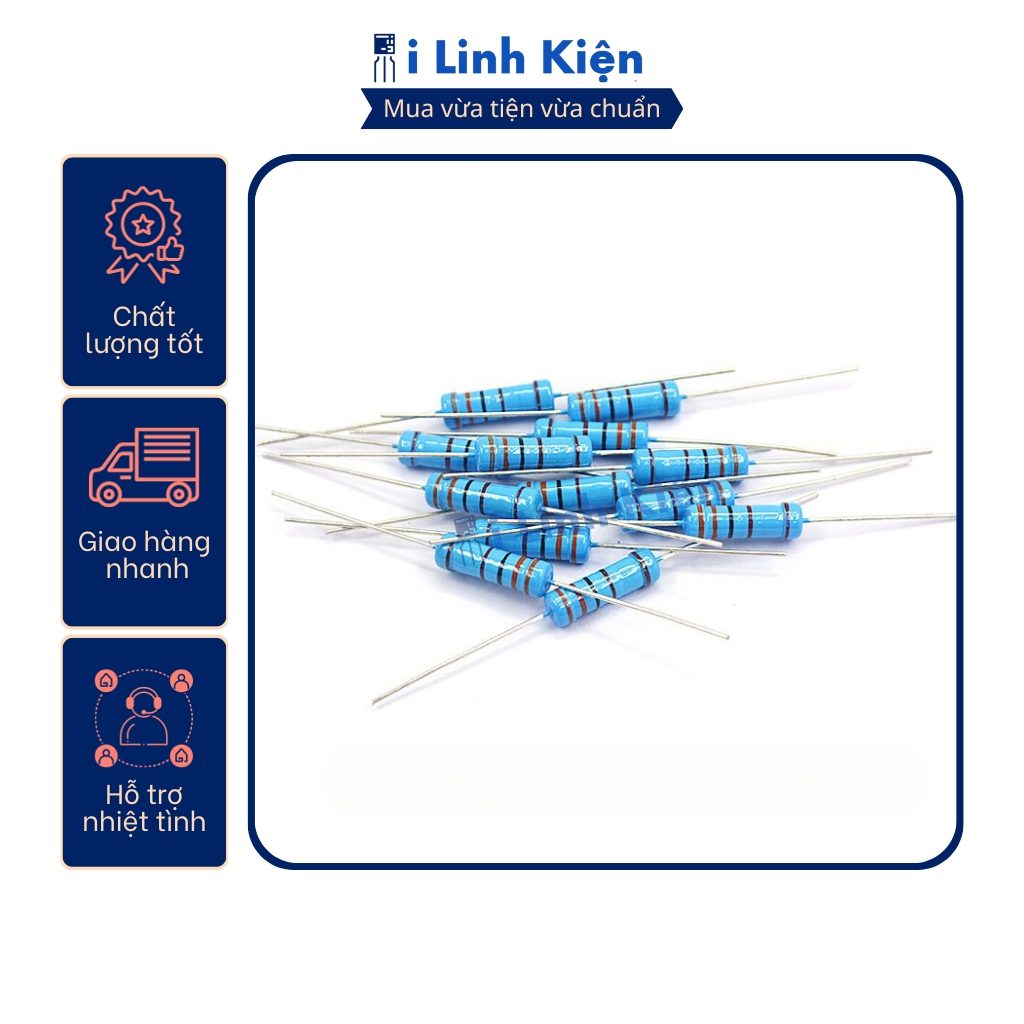 Điện trở vạch 2W 51K – 240K 1% chân đồng (túi 10 con) 2 Điện trở vạch 2W 51K – 240K 1% chân đồng (túi 10 con) - Ảnh 2