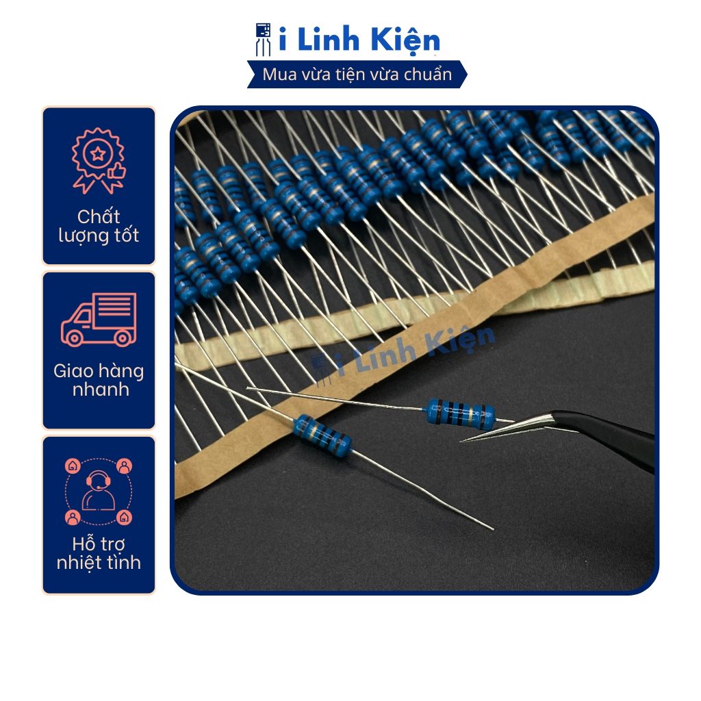 Điện trở 1W 47K-510K 1% chân đồng túi 10 con. 2 Điện trở 1W 47K-510K 1% chân đồng túi 10 con. - Ảnh 2