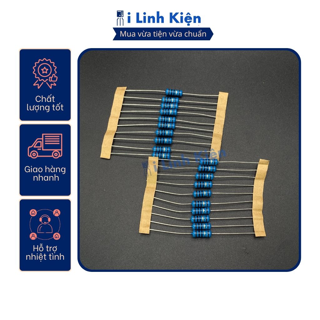 Điện trở 1W 47K-510K 1% chân đồng túi 10 con. 3 Điện trở 1W 47K-510K 1% chân đồng túi 10 con. - Ảnh 3