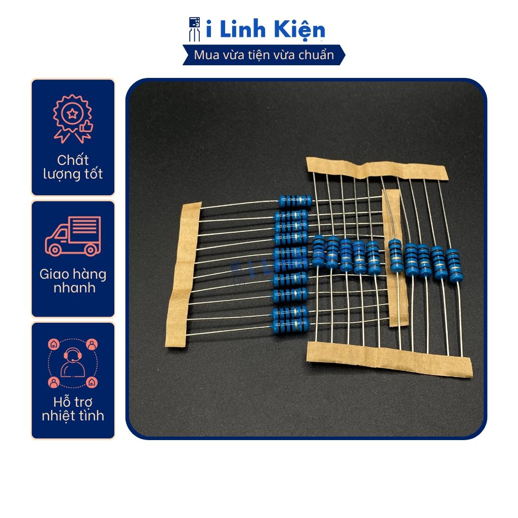 Điện trở 1W 47K-510K 1% chân đồng túi 10 con. 4 Điện trở 1W 47K-510K 1% chân đồng túi 10 con. - Ảnh 4