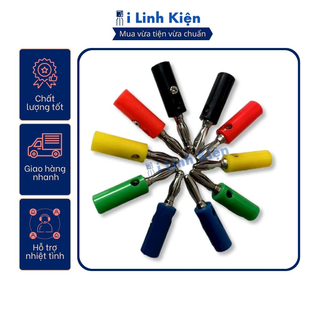 Jack bắp chuối đực 4mm màu đỏ/đen/trắng/xanh lá/xanh dương/vàng 6 Jack bắp chuối đực 4mm màu đỏ/đen/trắng/xanh lá/xanh dương/vàng - Ảnh 6