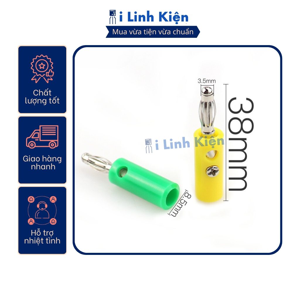 Jack bắp chuối đực 4mm màu đỏ/đen/trắng/xanh lá/xanh dương/vàng 4 Jack bắp chuối đực 4mm màu đỏ/đen/trắng/xanh lá/xanh dương/vàng - Ảnh 4