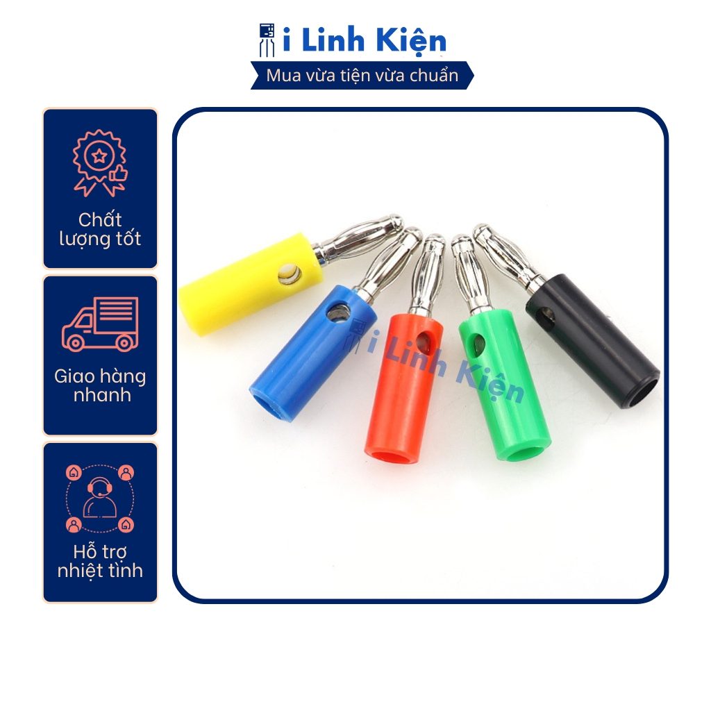 Jack bắp chuối đực 4mm màu đỏ/đen/trắng/xanh lá/xanh dương/vàng 5 Jack bắp chuối đực 4mm màu đỏ/đen/trắng/xanh lá/xanh dương/vàng - Ảnh 5