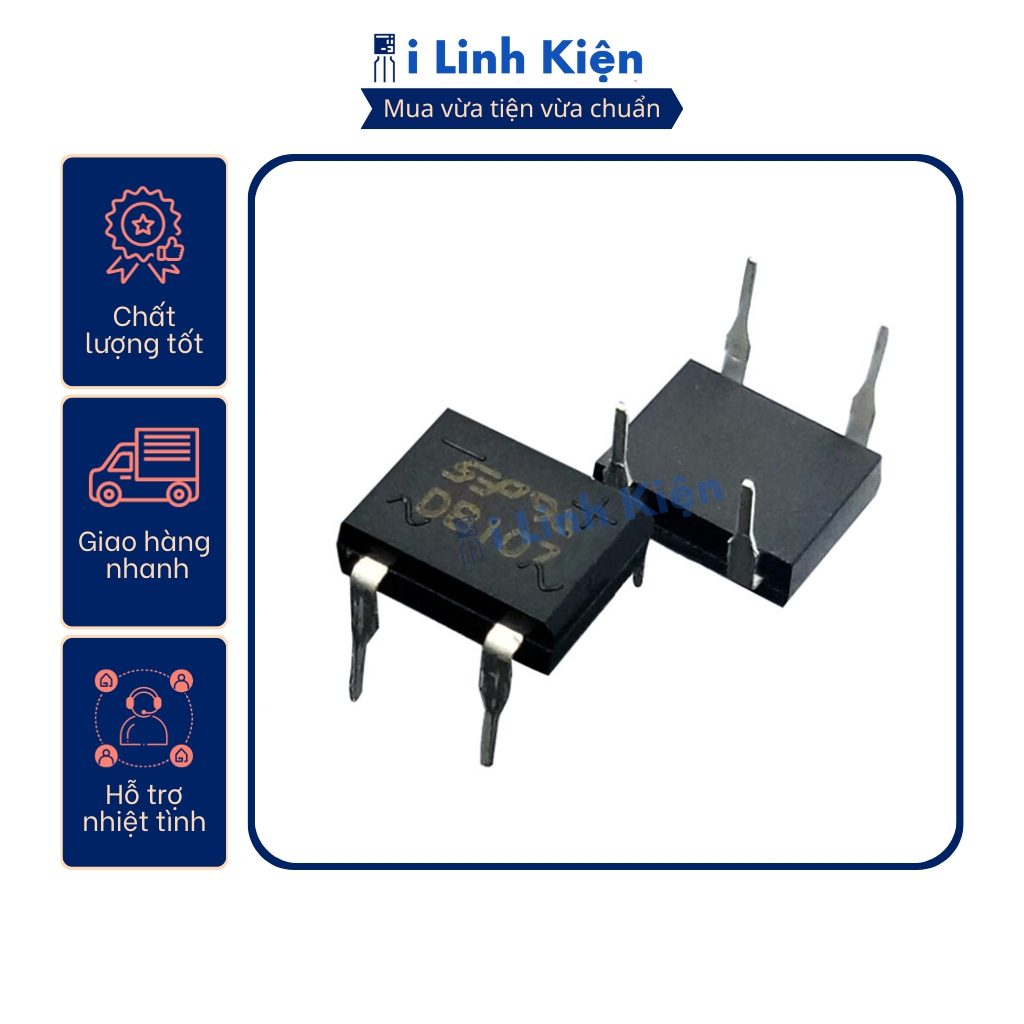 DB107 Diode cầu 1A 1000V DIP-4 1 DB107 Diode cầu 1A 1000V DIP-4
