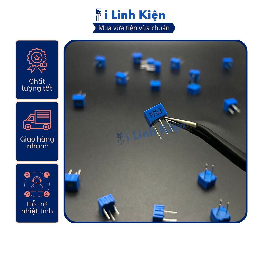 Biến trở vuông 20K 3362P-203 chất lượng tốt 1 Biến trở vuông 20K 3362P-203 chất lượng tốt