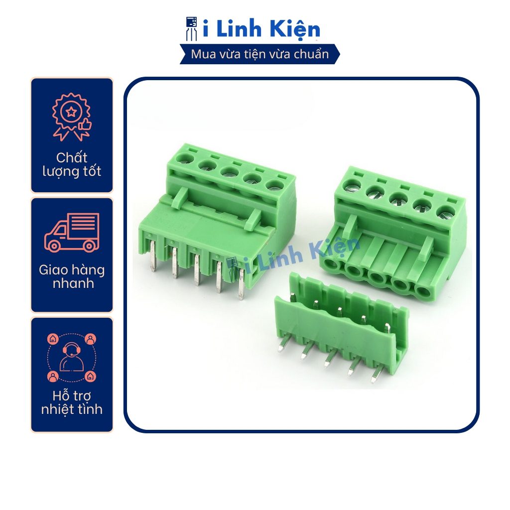 Cầu đấu 5P HT5.08-5P 5.08mm xanh cong xanh thẳng 1 Cầu đấu 5P HT5.08-5P 5.08mm xanh cong xanh thẳng