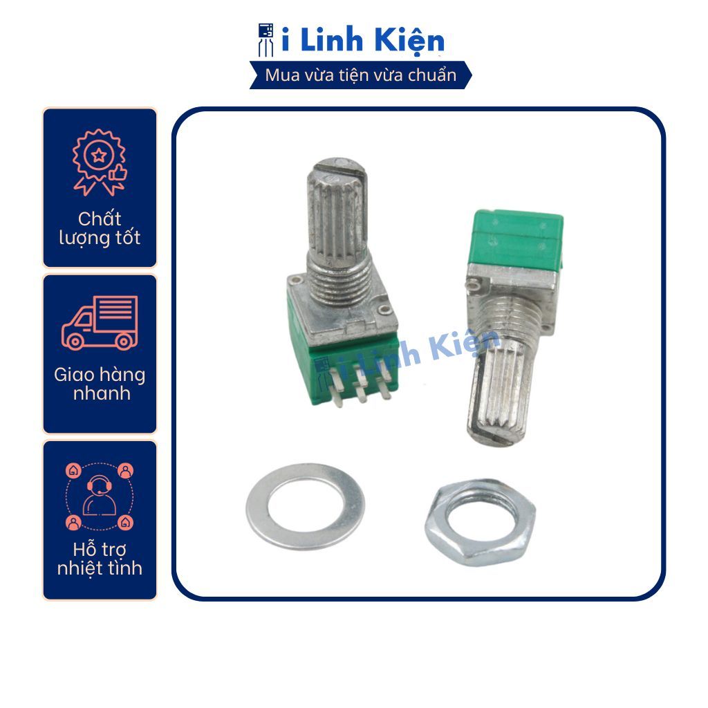 Chiết áp đôi RK097G xanh 15mm 1K - 500K chất lượng tốt 1 Chiết áp đôi RK097G xanh 15mm 1K - 500K chất lượng tốt