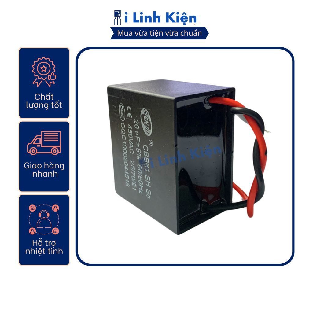 Tụ quạt 20UF CBB61 dây chính hãng SENJU, JCCONs chất lượng cao 4 Tụ quạt 20UF CBB61 dây chính hãng SENJU, JCCONs chất lượng cao - Ảnh 4