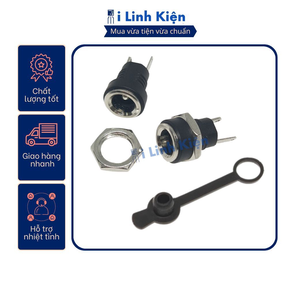 Jack nguồn DC cái 5.5x2.1mm 5.5x2.5mm sắt tròn DC-022B 8 Jack nguồn DC cái 5.5x2.1mm 5.5x2.5mm sắt tròn DC-022B - Ảnh 8