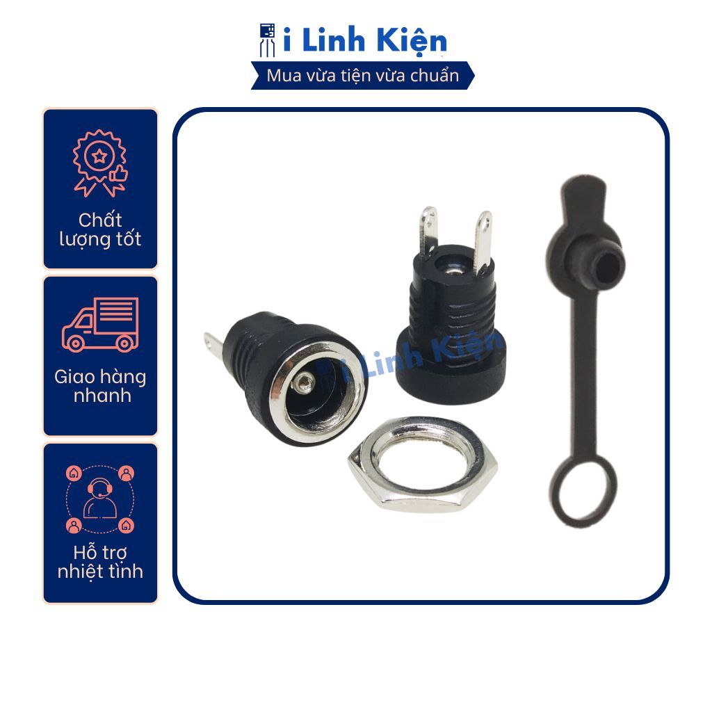 Jack nguồn DC cái 5.5x2.1mm 5.5x2.5mm sắt tròn DC-022B 7 Jack nguồn DC cái 5.5x2.1mm 5.5x2.5mm sắt tròn DC-022B - Ảnh 7